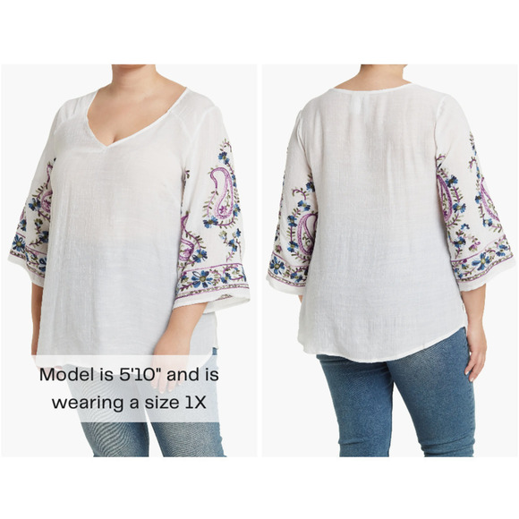 Forgotten Grace Floral Embroidered Tunic Top Size 3XL - Picture 5 of 5